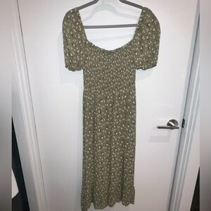 Reformation Green Floral Dress